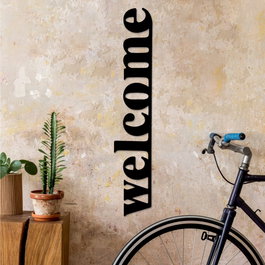 Wallity Welcome-5 Escultura de pared de metal negra